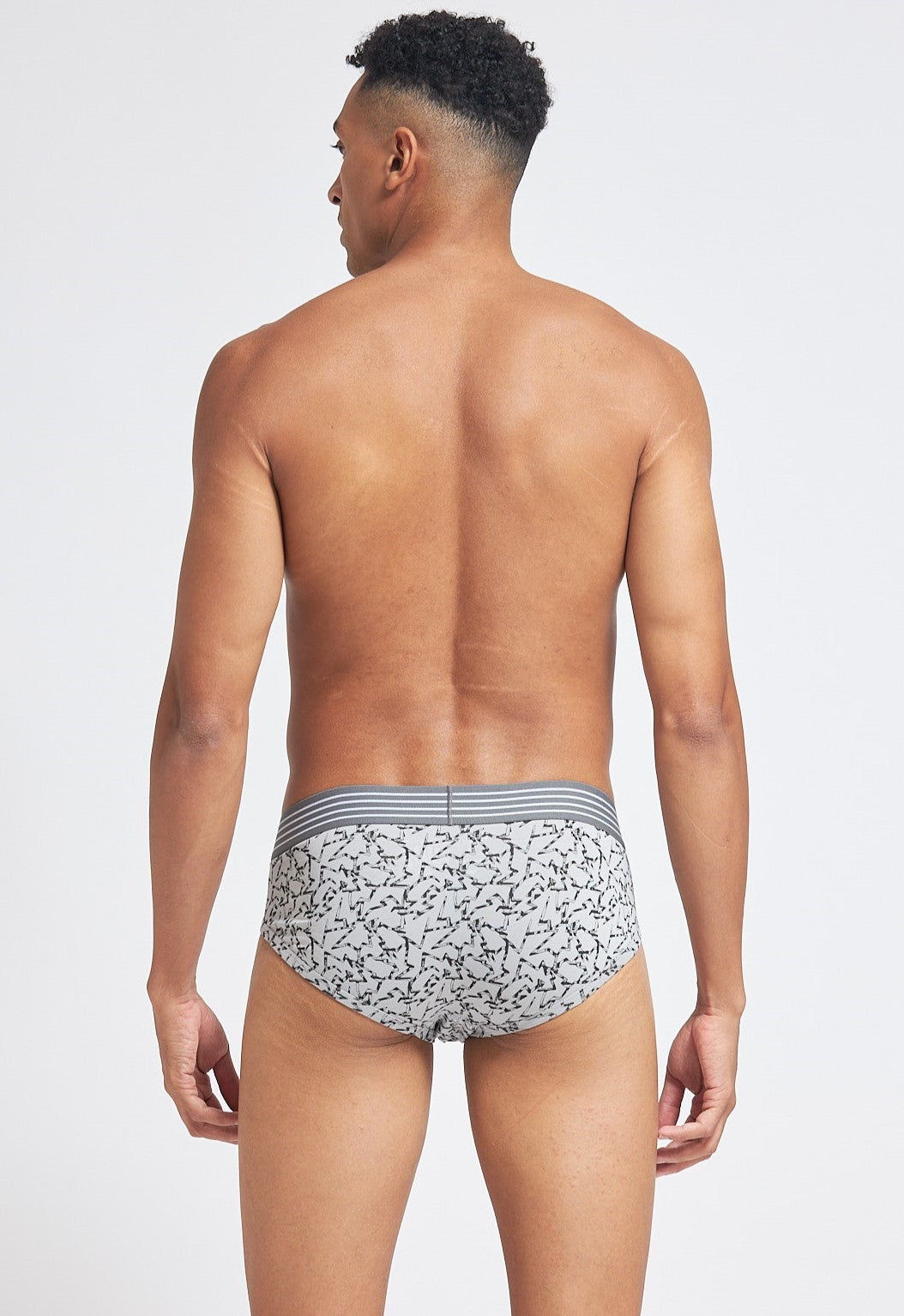 P501 Organic Cotton Brief Printed Grey Mel