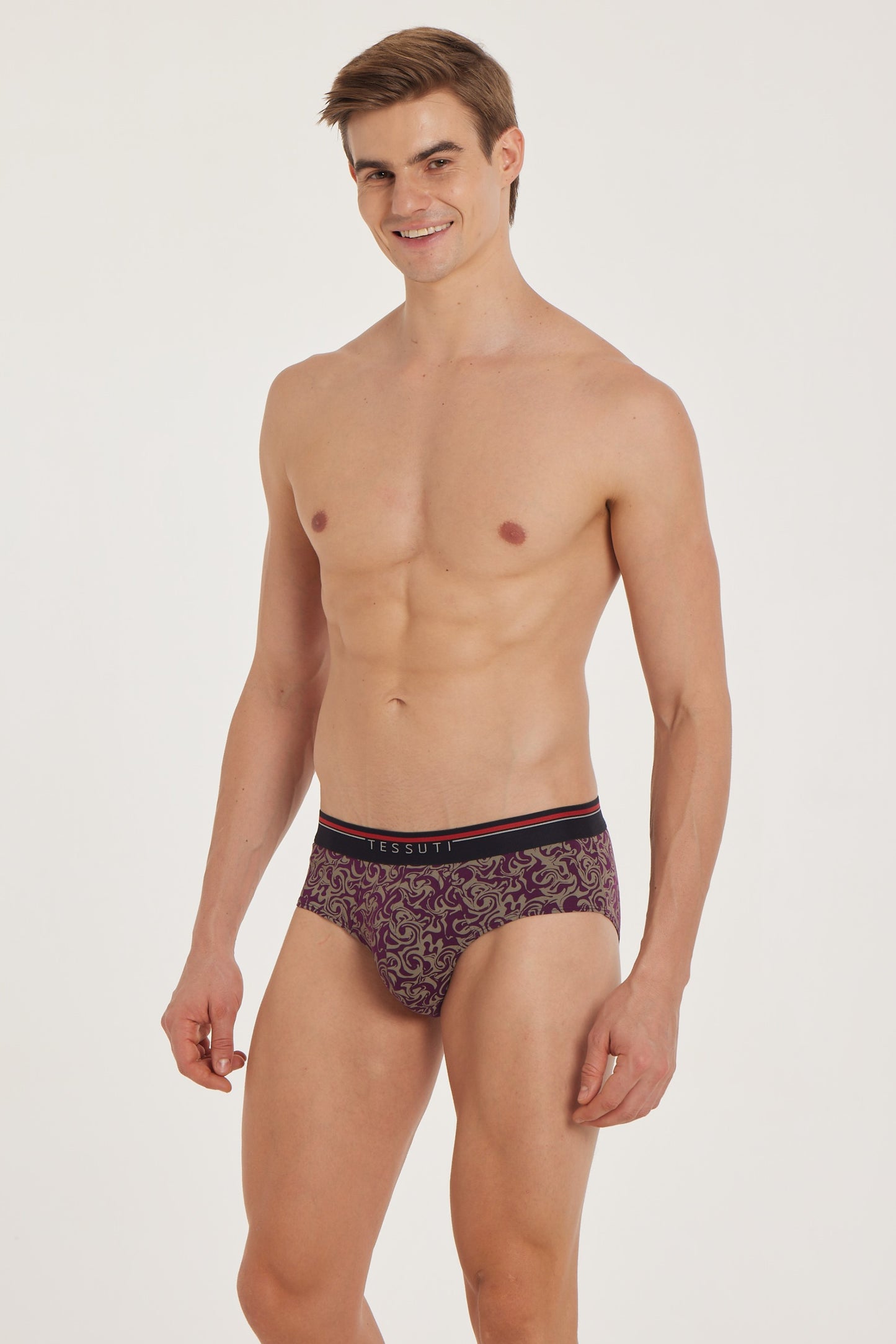 G301 Gold Cotton Brief Printed