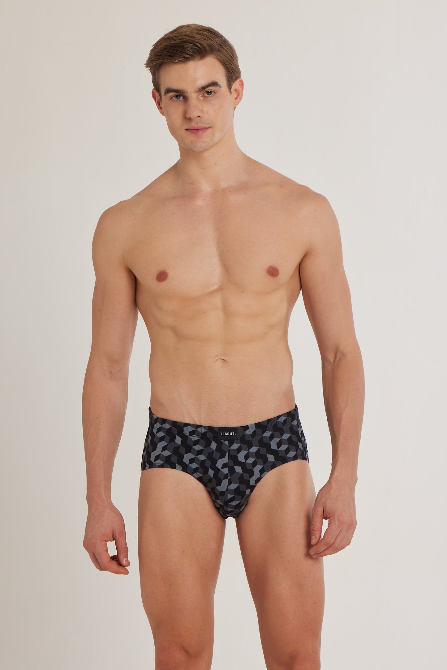 S101 Silver Cotton Brief Printed ( Pack of 2 )