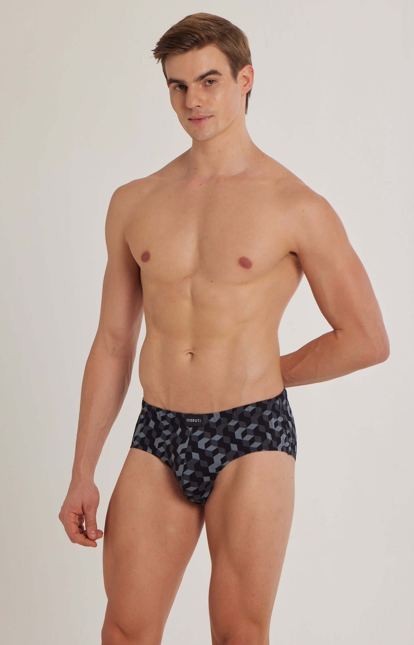 S101 Silver Cotton Brief Printed ( Pack of 2 )
