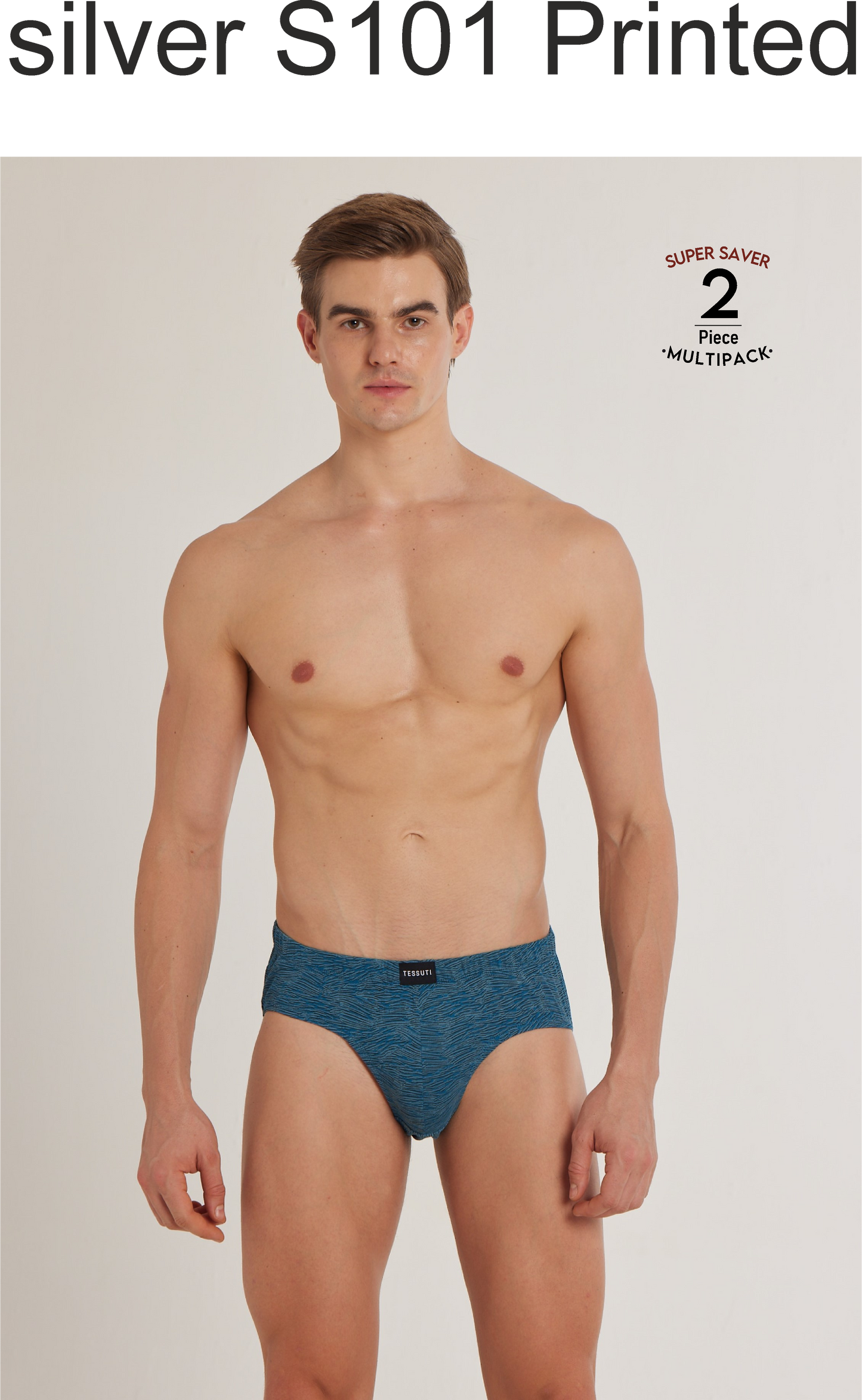 S101 Silver Cotton Brief Printed ( Pack of 2 )
