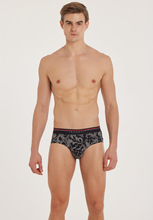 G301 Gold Cotton Brief Printed