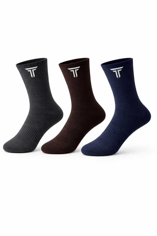 G204- CASUAL SOCKS (PACK OF 3 : Antara Grey, Brown & Navy)
