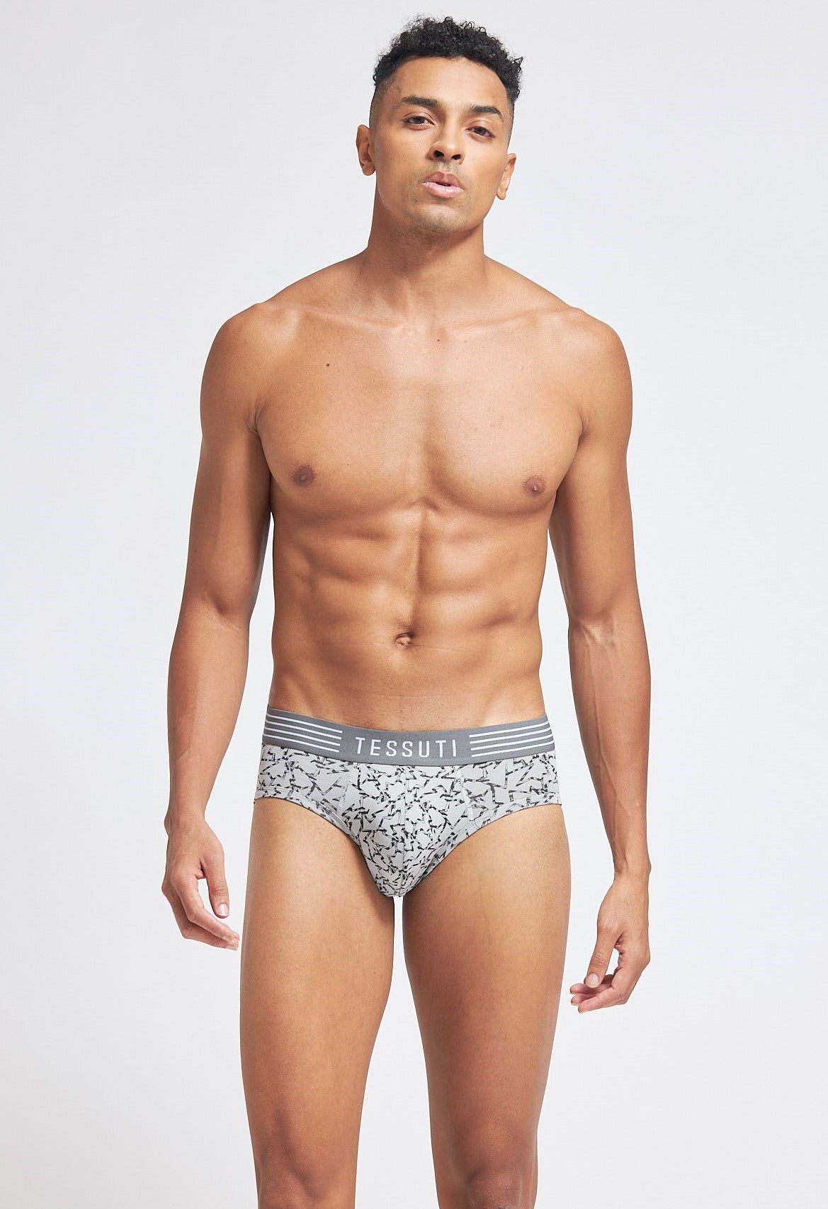 P501 Organic Cotton Brief Printed Grey Mel