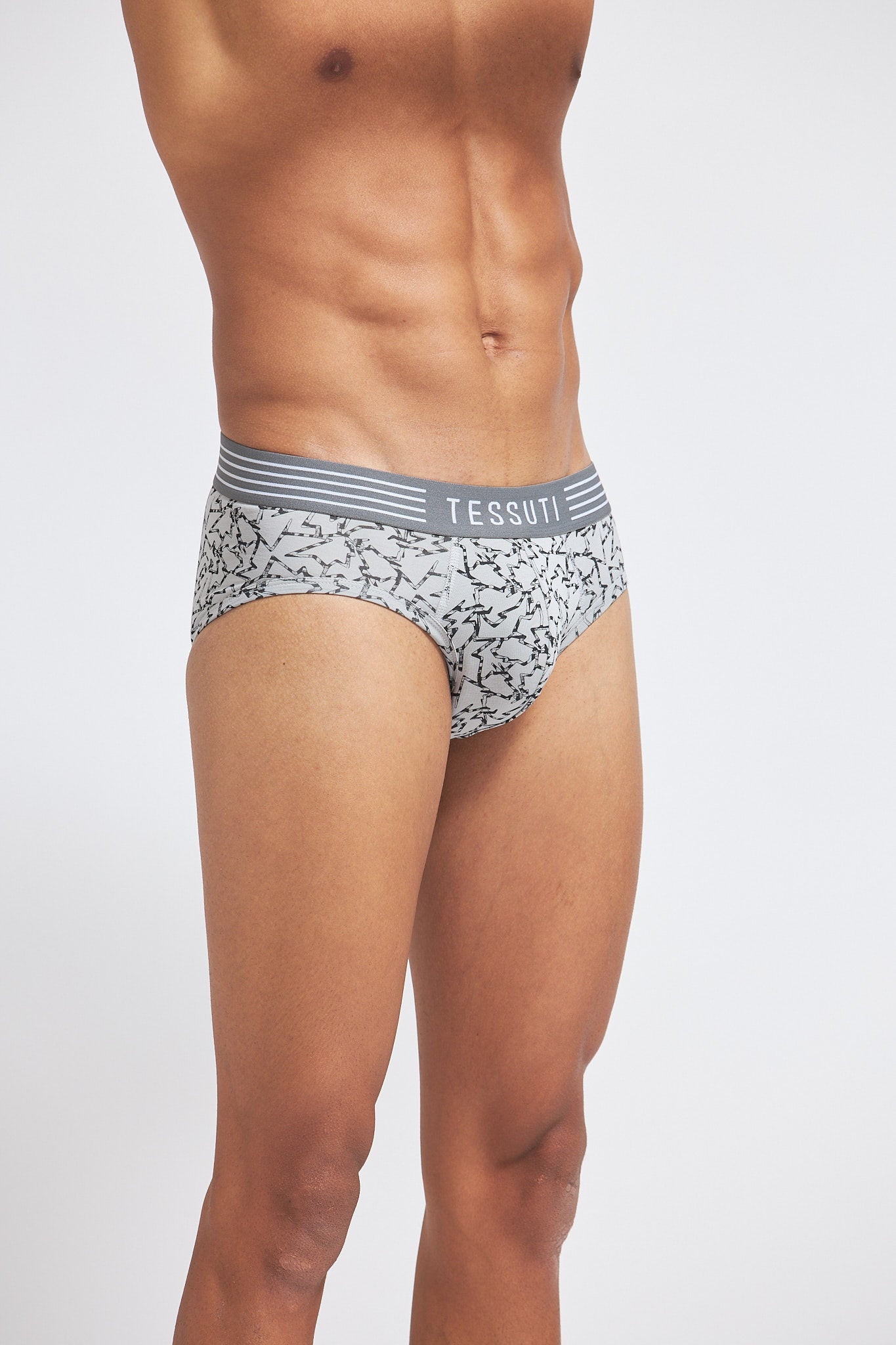 P501 Organic Cotton Brief Printed Grey Mel