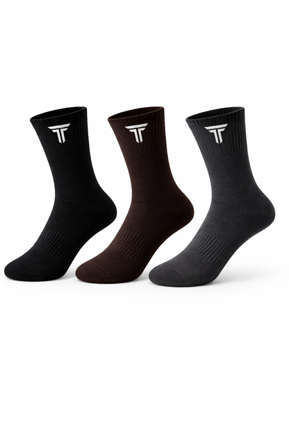 G204- CASUAL SOCKS (PACK OF 3 : Black, Antara Grey & Brown)