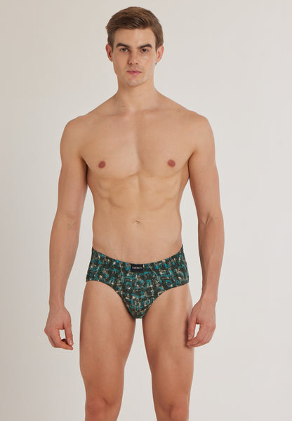 S101 Silver Cotton Brief Printed ( Pack of 2 )