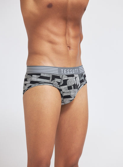 P501 Organic Cotton Brief Printed Black