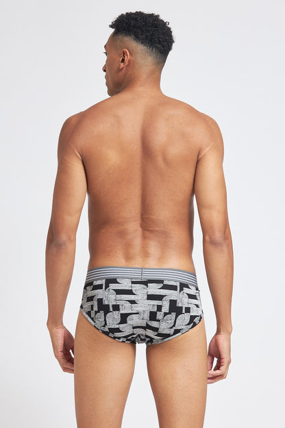 P501 Organic Cotton Brief Printed Black