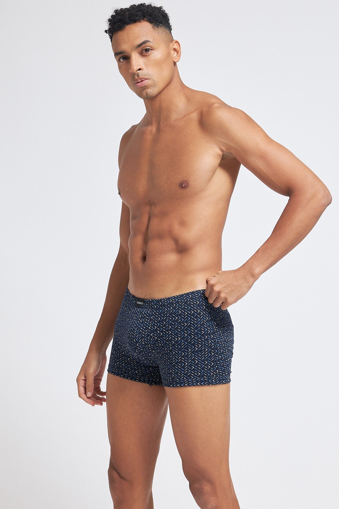 S103 Silver Cotton Trunk Printed Black 2 ( Pack of 2 )