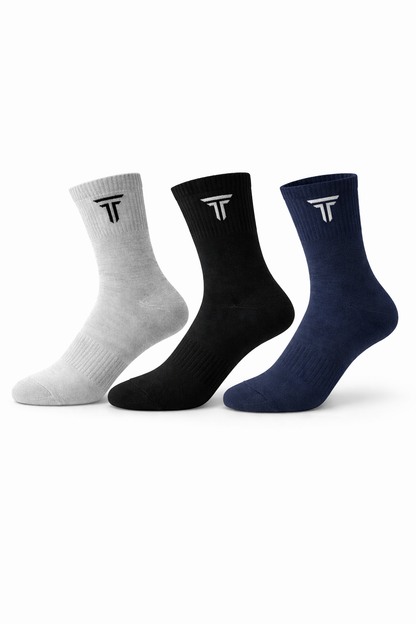 G204- CASUAL SOCKS (PACK OF 3: Black, Grey & Navy)