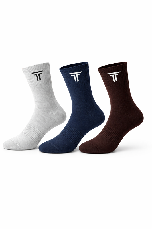 G204- CASUAL SOCKS (PACK OF 3: Navy, Grey & Brown)