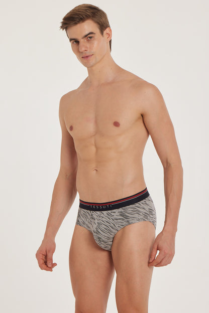 G301 Gold Cotton Brief Printed