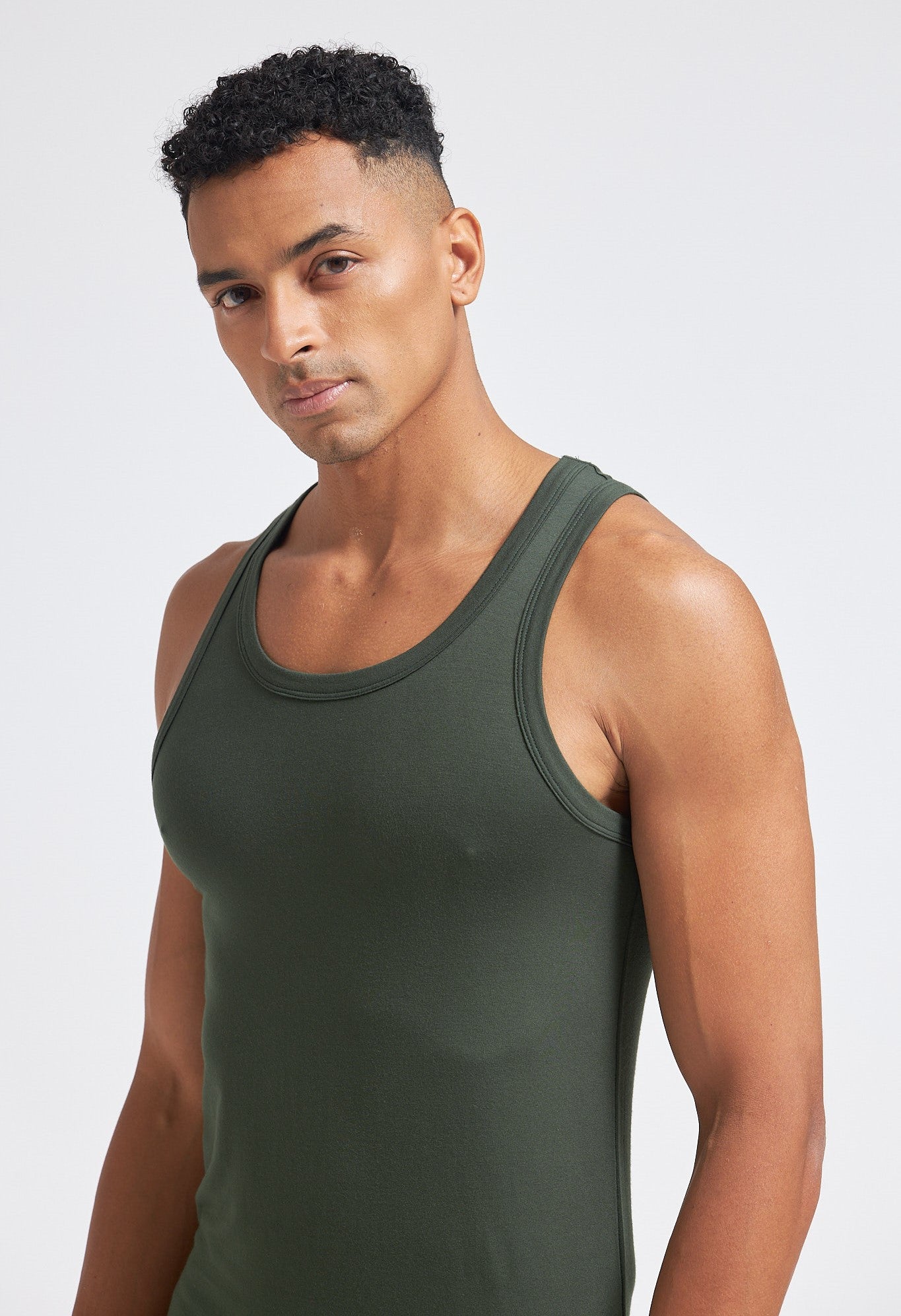 G308 Gold Vest Lenzing Micromodal Olive Green