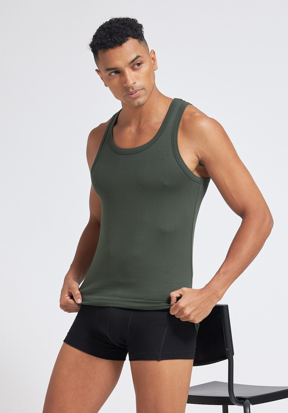 G308 Gold Vest Lenzing Micromodal Olive Green