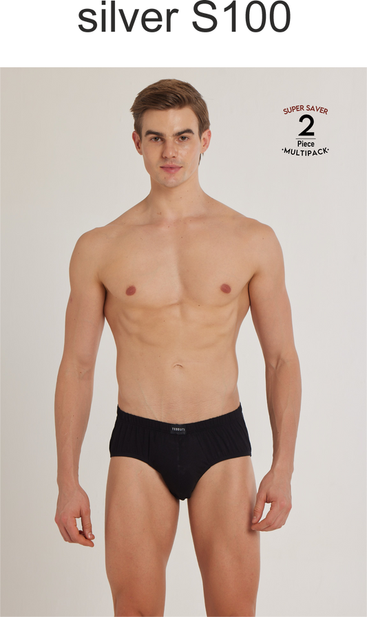 S100 Silver Cotton Brief ( Pack of 2 )