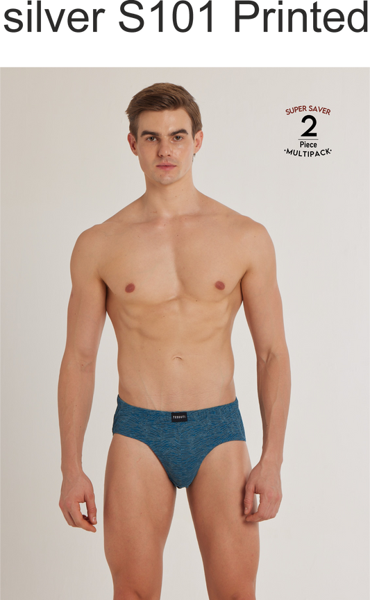 S101 Silver Cotton Brief Printed ( Pack of 2 )